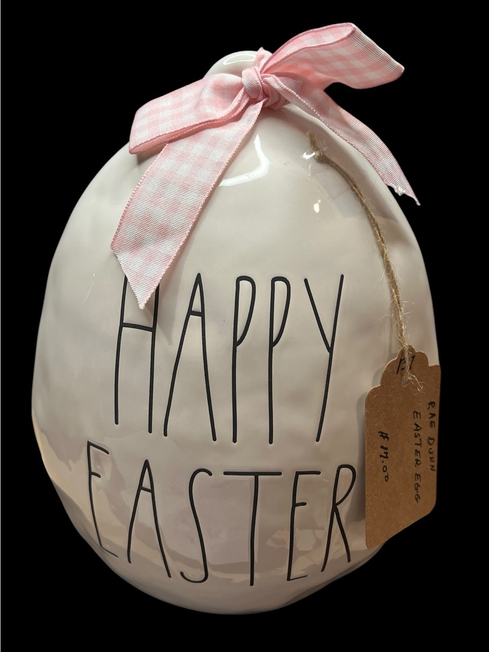 Rae Dunn Happy Easter Ceramic Easter Egg 9” White Artisan Collection by Magenta